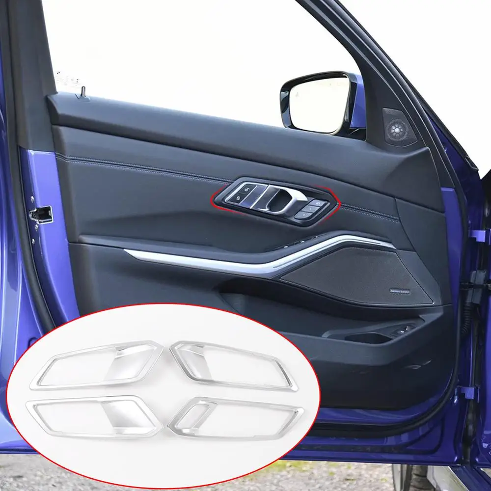 

4 шт., хромированный АБС-пластик для BMW 3 серии, внутренняя дверная ручка, внутренняя дверная крышка чаши, отделка, автомобильные аксессуары для модели 2020 года