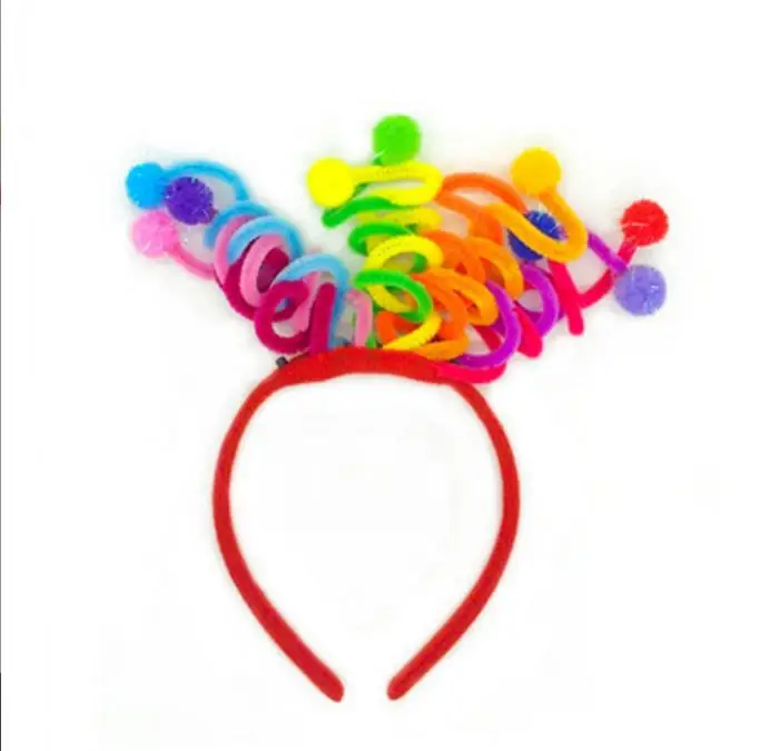 Rainbow Springs Headband Party Headwear Decoration Adults Kids Colorful Adjustable Stripes Hair Band Birthday Funny Hoop 100pcs