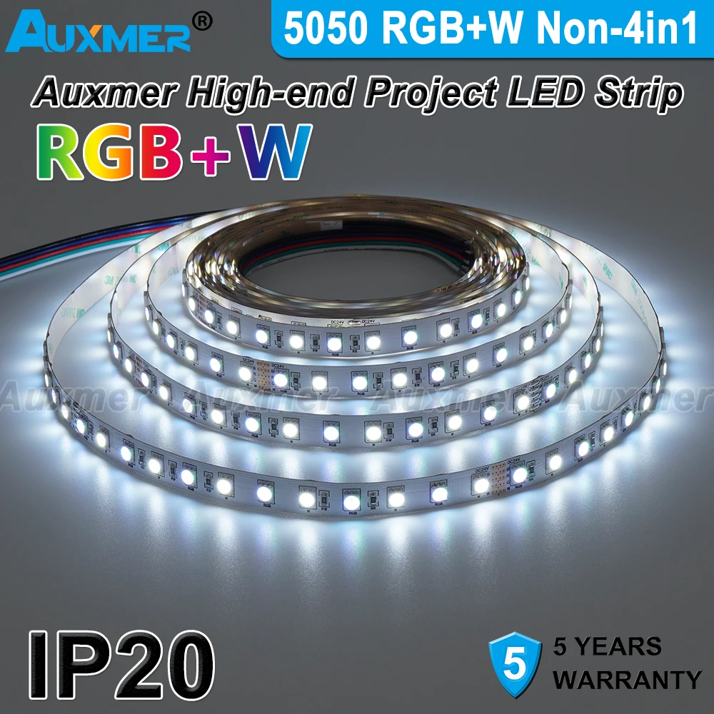 5050RGB+W LED Strip,CRI90,96LEDs/m or 72LEDs or 60LEDs/m Lights,RGBW,Non-4in1,IP20,DC24V,for KTV,Entertainment Room,Sports Room