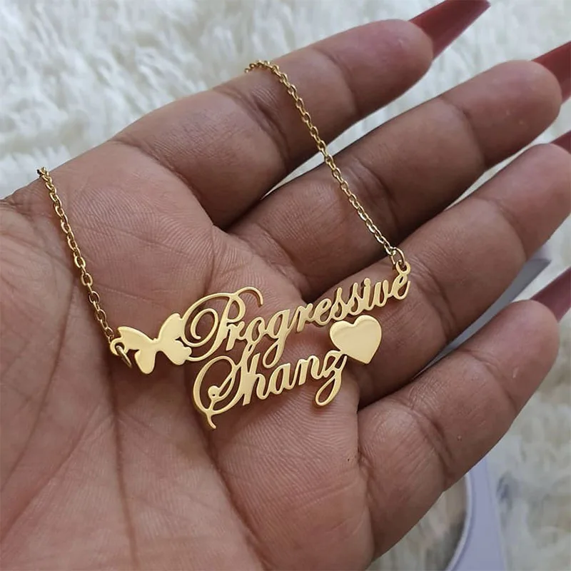 Custom Double Names Necklaces For Women Personalized Stainless Steel Chain Pendant Choker Holiday Jewelry Gift Bijoux Femme