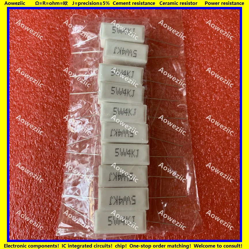 

10Pcs RX27 Horizontal cement resistance 5W 4K ohm 4K R 4K RJ 5W4KJ 4000R 4000RJ Ceramic Resistance precision 5% Power resistance