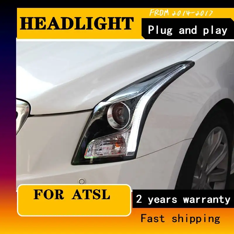 Car Head Lamp For Cadillac ATSL Headlights 2014 2016 2017 ATS-L ATS Headlight DRL Bi Xenon Lens High Low Beam Parking Fog Lamp