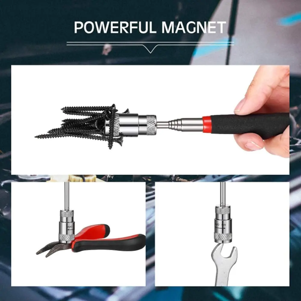 Telescopic Magnetic Pen with Light Mini Portable Magnet Pick Up Tool Extendable Pickup Rod Stick for Picking Up Screws Nut Bolt