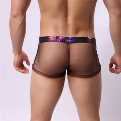 Boxer en maille hautement élastique pour hommes, sous-vêtement transparent, sous-vêtement adulte, gay, cool, à la mode