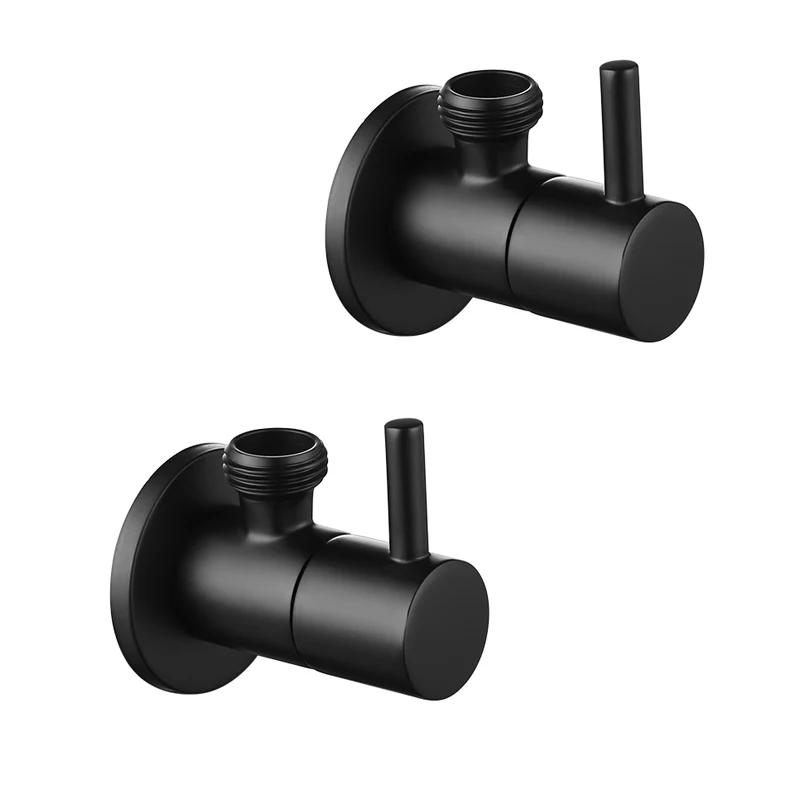 Matte Black Angle Valve Faucet Water Input Fitting & Shut-off Valve Round Tap G1/2