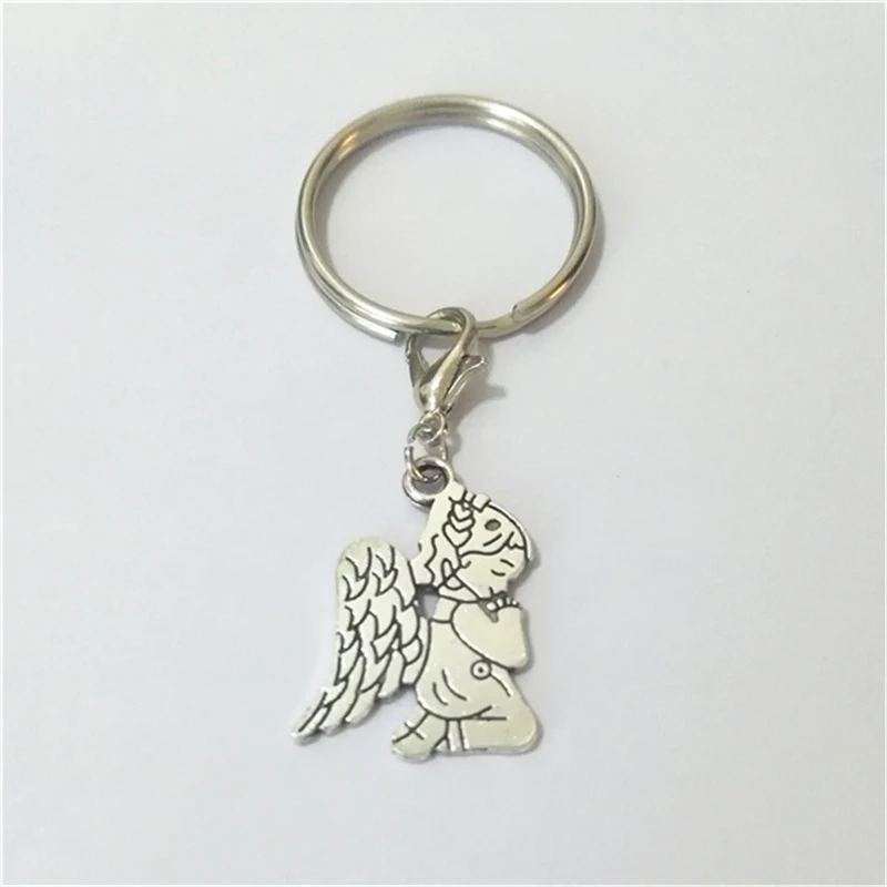 Prayer Keychain, Pray Girl Keyring Angel KeyChain, Angel Keyring, Angel Jewellery, Angel Gifts, Clip on Charm