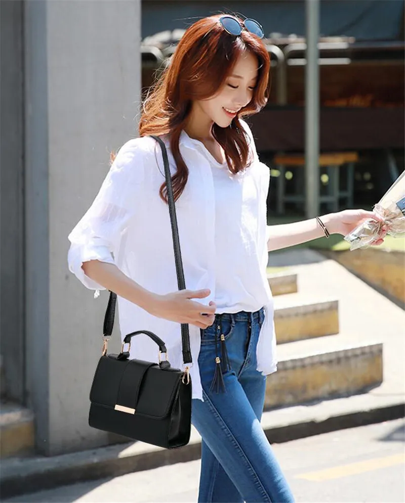 Heißer Verkauf Flap Sling Schulter Taschen für Frauen Einfarbig Umhängetasche Messenger Tasche Geldbörse Weibliche Leder Handtasche Tasche – Detail 7