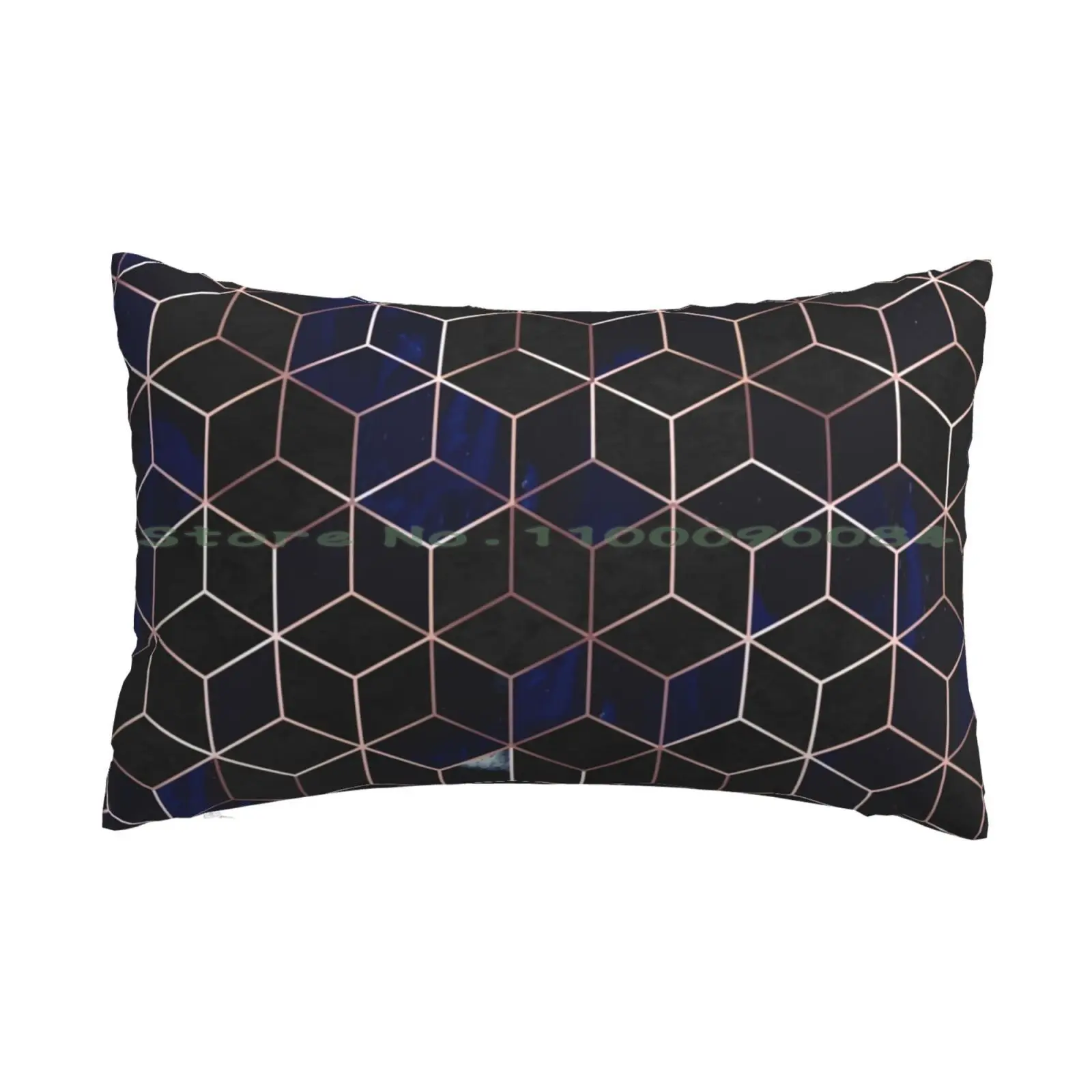 

Indigo Hexagons Geometric Pattern Pillow Case 20x30 50*75 Sofa Bedroom Luxurious Art Modern Geometric Hexagons Contemporary