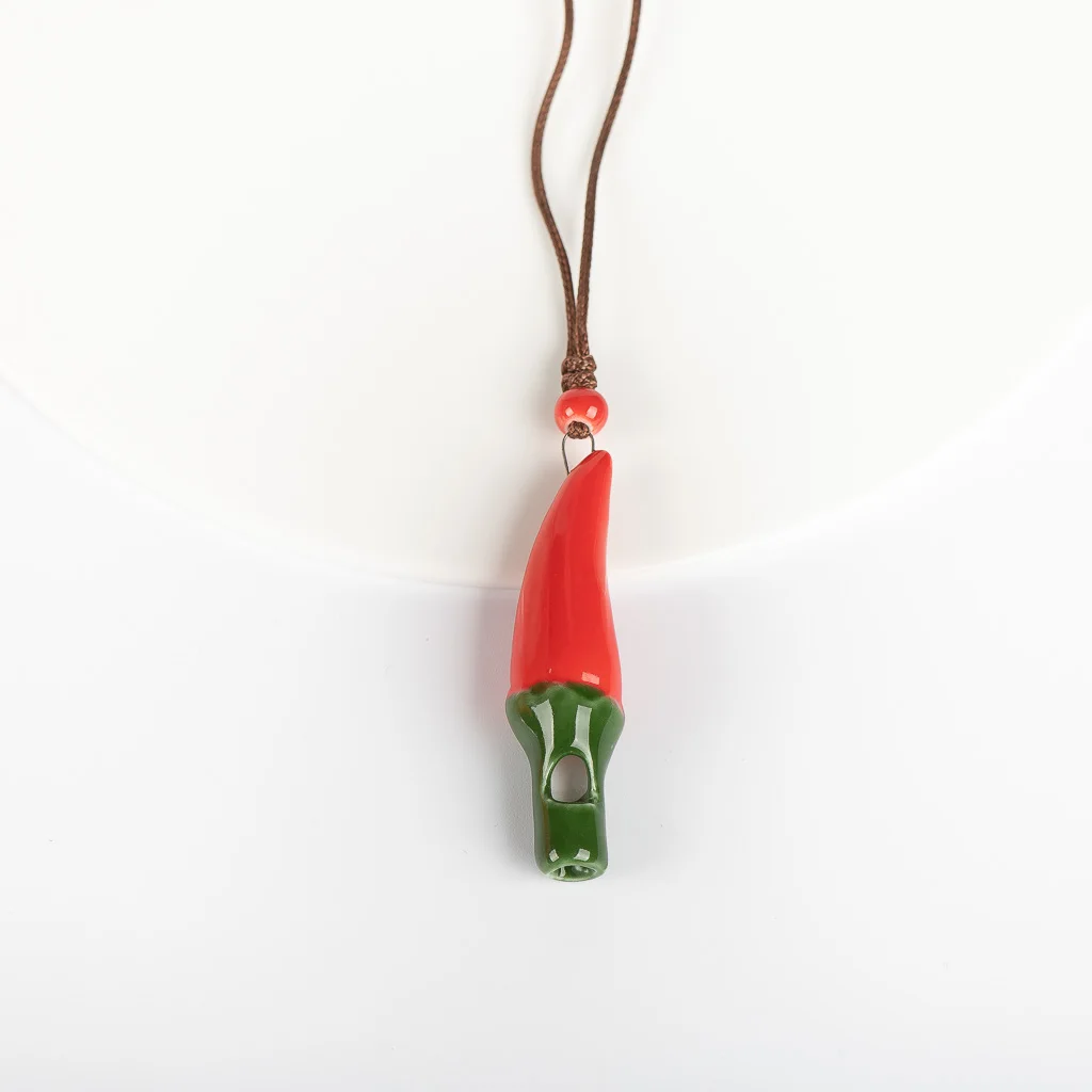 Ceramic Chili Whistle Pendant Gifts For Children retro accessory jewelry #FZ531