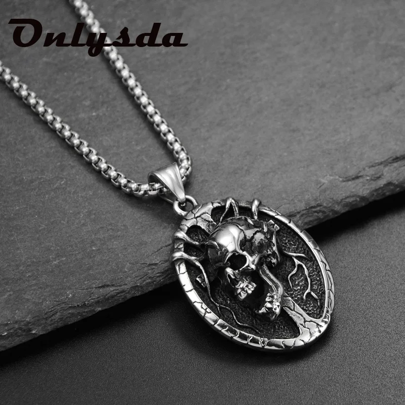 2020 Explosions Retro Skull Cross Necklace Metal Skull Pendant Gothic Jewelry Choker Pendant Crow Skull Chain Skeleton Trendy