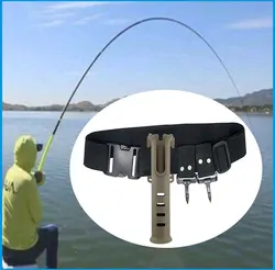 AS Cinturón de lucha pesca con correa ajustable y soporte caña