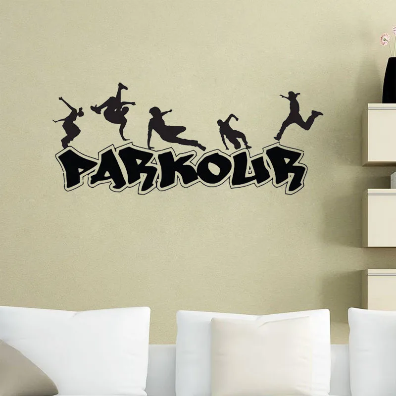 Parkour Wall Decal Extreme Sports Vinyl Stickers Jumping Street Cities Street Sport Decals Boys Children Room Wall Art Decor