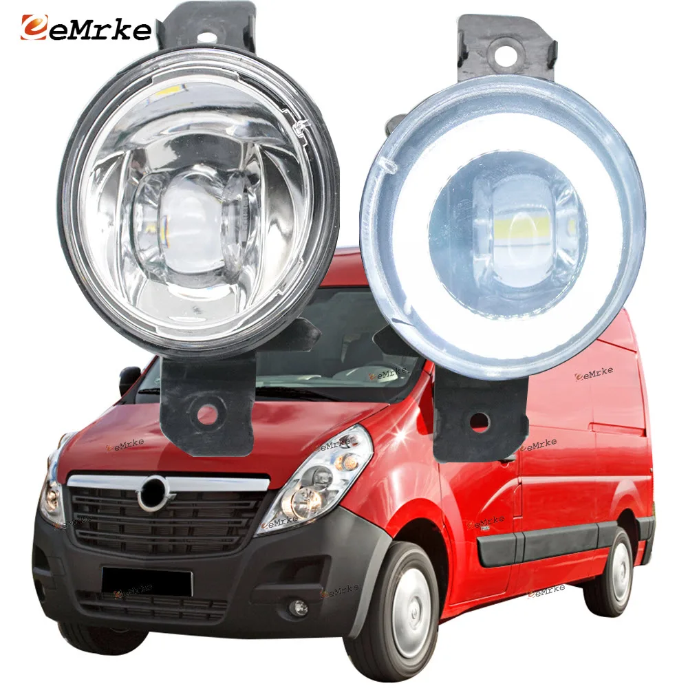 2in1 LED Angel Eye Daytime Running Lights Cut-Line Lens Fog Lights for Opel Movano B 2010 2011 2012 2013 2014 2015 2016-2019