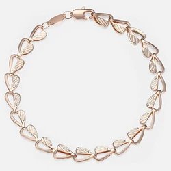 Trendsmax 585 Rose Gold Color Bracelet for Women Heart Link Chain Link Bracelet Fashion Gifts for Women Gifrls 6mm 18.5cm GB424