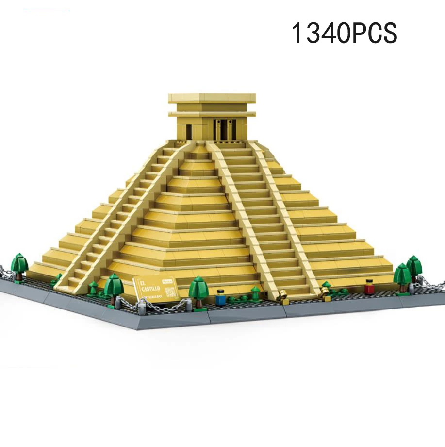 World famous Architecture Mexico Maya ruins Pyramid moc building block model brick educational toys collection for kids gifts