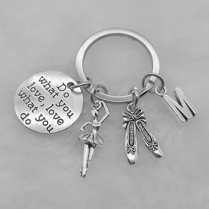 A-Z Letter Ballet Dancer Keychain Ballet Girl Dance Shoes Keychain Dance Couple Jewelry Gift