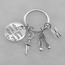 A-Z Letter Ballet Dancer Keychain Ballet Girl Dance Shoes Keychain Dance Couple Jewelry Gift