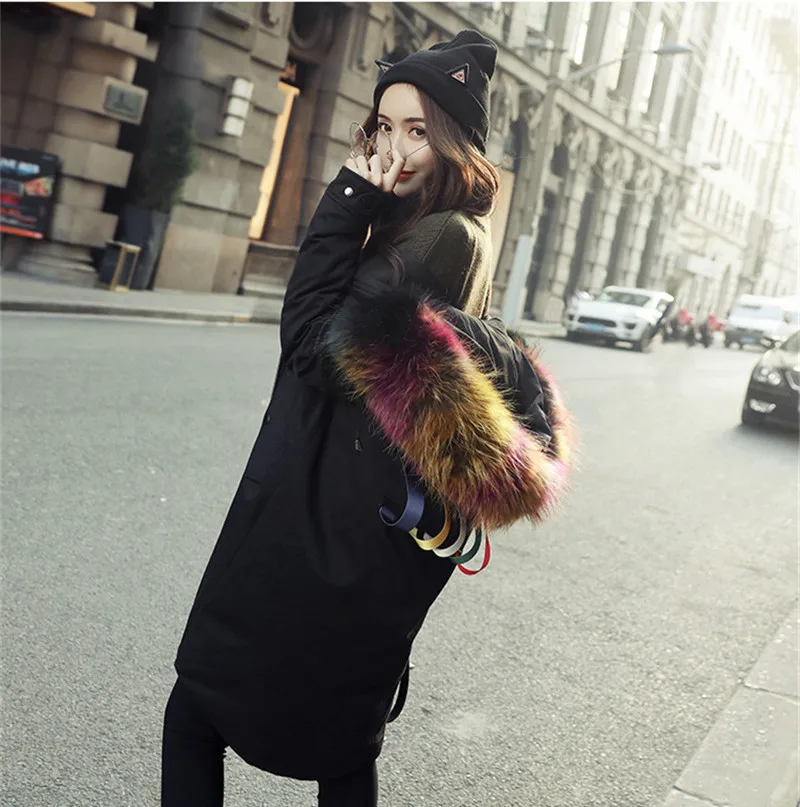 

Female Women's Winter Coat Parkas Thick White Duck Down Jacket Women Hooded Raccoon Fur Collar Coats Abrigo Mujer WXF175