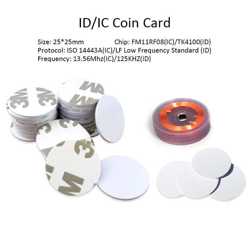10PCS TK4100/F1108 25mm 125Khz RFID 꼬리표 TK4100 스티커 근접 식 카드 RFID 카드 판독기를위한 3M 접착제 접착 성 상표