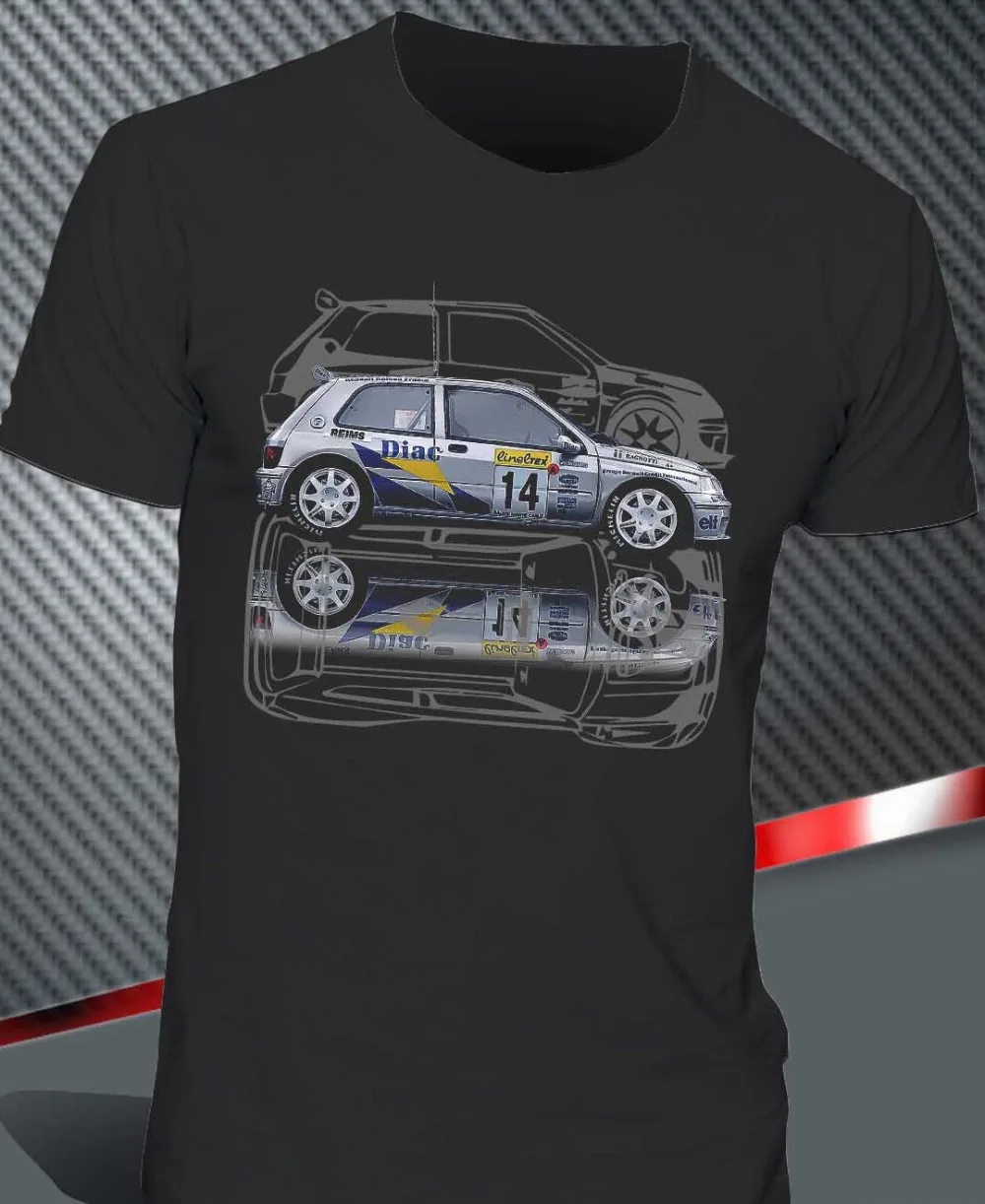 T-Shirt renoult Clio Williams Maxi Kit Car Team Diac France Men T Shirt 2020 Summer Cotton Men Fashion Leisure Tee ogo