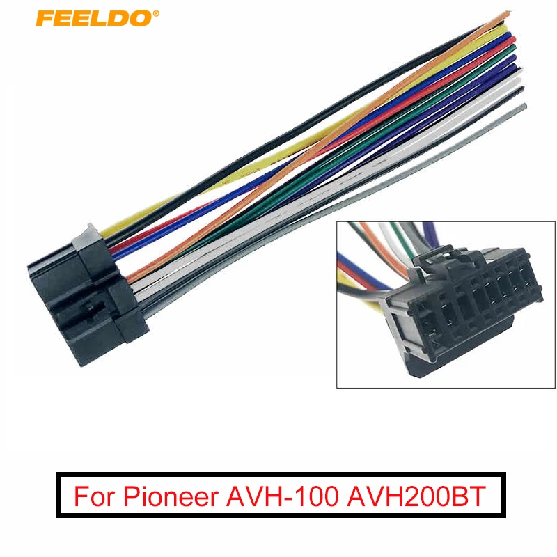 

FEELDO 1Pc Car ISO 16Pin Harness Radio Wire Adapter for Pioneer AVH-100 AVH200BT CD Radop Wiring Connector Power Cable