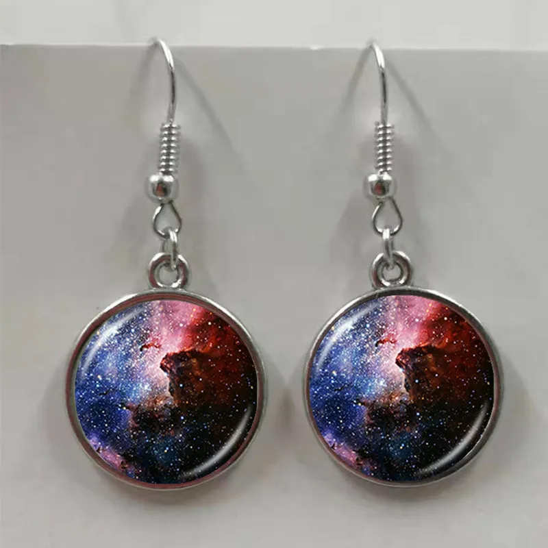 Galaxy Nebula Earrings Space Earrings Astronomical Glass Dome Nebula Jewelry Earrings Women