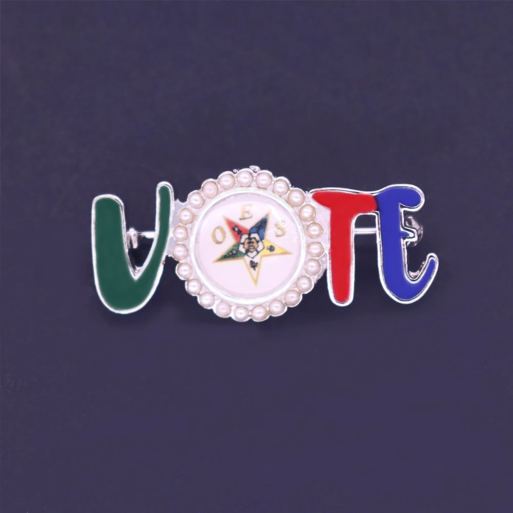 ملصقات حسب الطلب سبيكة معدنية موضة المينا لون اللؤلؤ التصويت آس بروش ترتيب عيد الفصح ستار دبوس مجوهرات #2