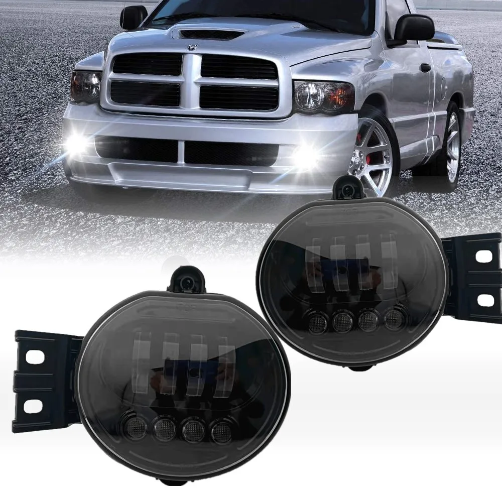 

2pc Car Led Fog Lights For Dodge Ram 1500 2002-2008, Ram 2500 3500 2003-2009, Durango Truck 2004-2006 Black With DRL