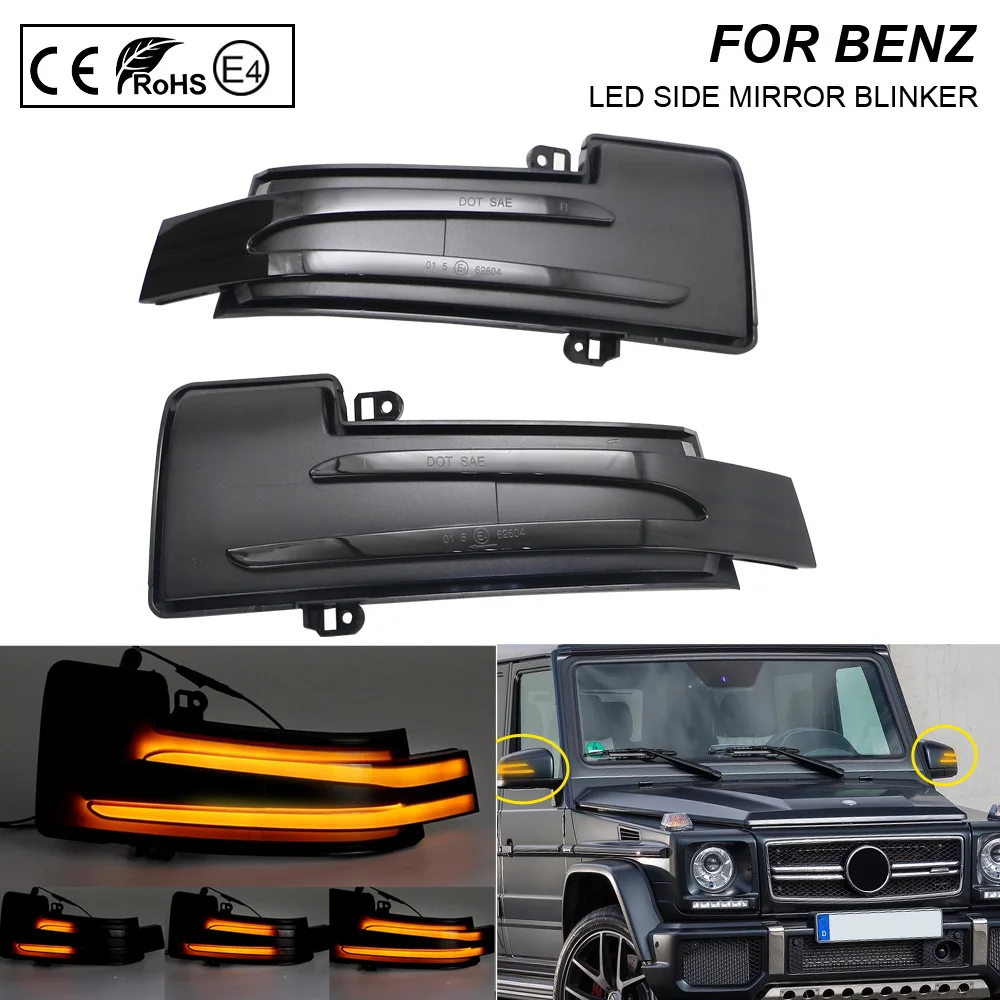 2PCS LED Dynamic Mirror Blinker Light Turn Signal Lamp For Mercedes-Benz G M R-Class SUV W463 GL X164 X166 GLS X166 W166 W251