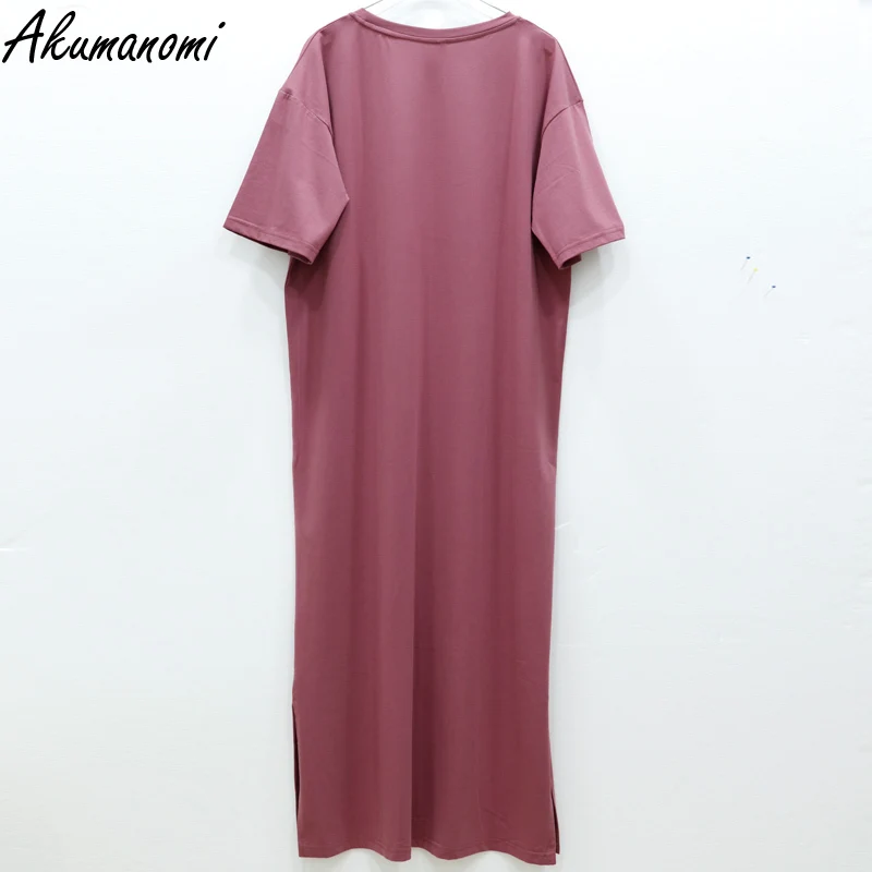 Plus Size Maxi Long Cotton Tshirt Dresses For Women Summer 2021 Ladies Casual 4xl 5xl 6xl 7xl 8xl 9xl 10xl Harajuku Boho Dress