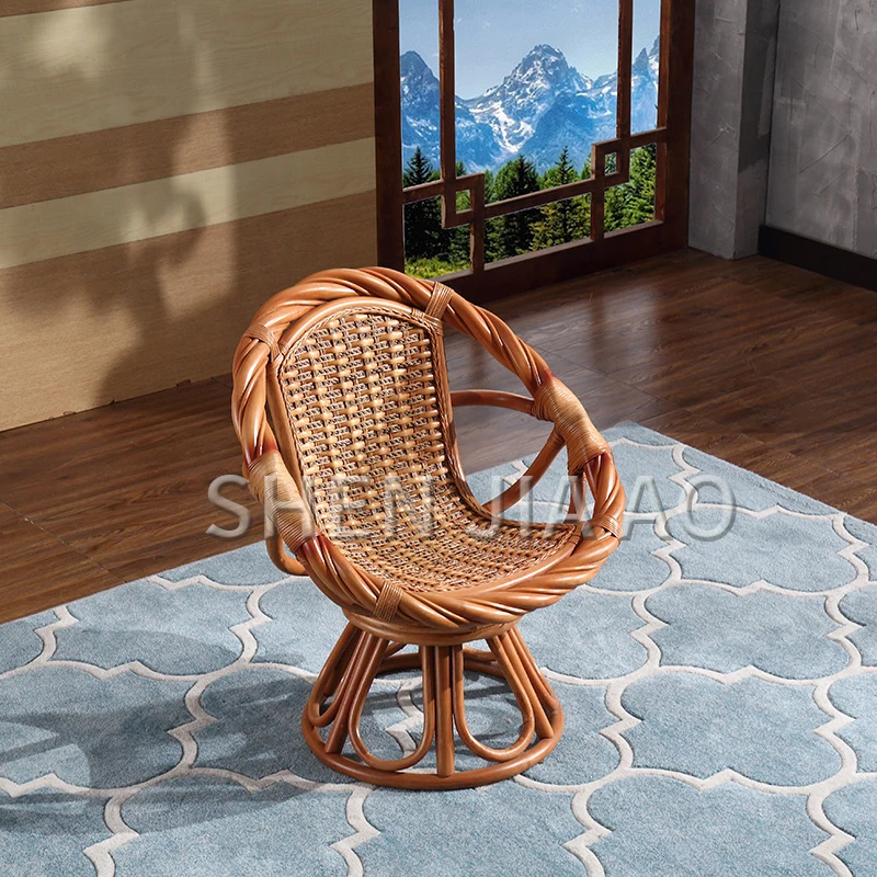 1PC Rattan Wicker Balcony Chair Living Room Lounge Chair Combination Natural Real Rattan Swivel Chair