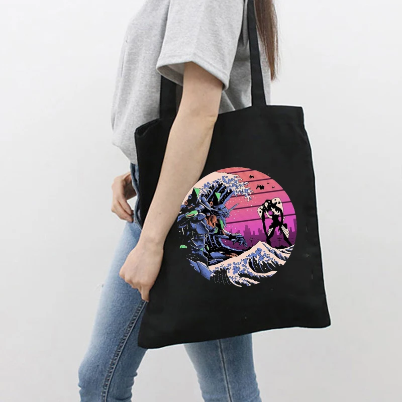 Tote Large-capacity Canvas Bag Ins College Cute Harajuku Female Ulzzang Shoulder Bags Man Street Aesthetic Printed Women Bag