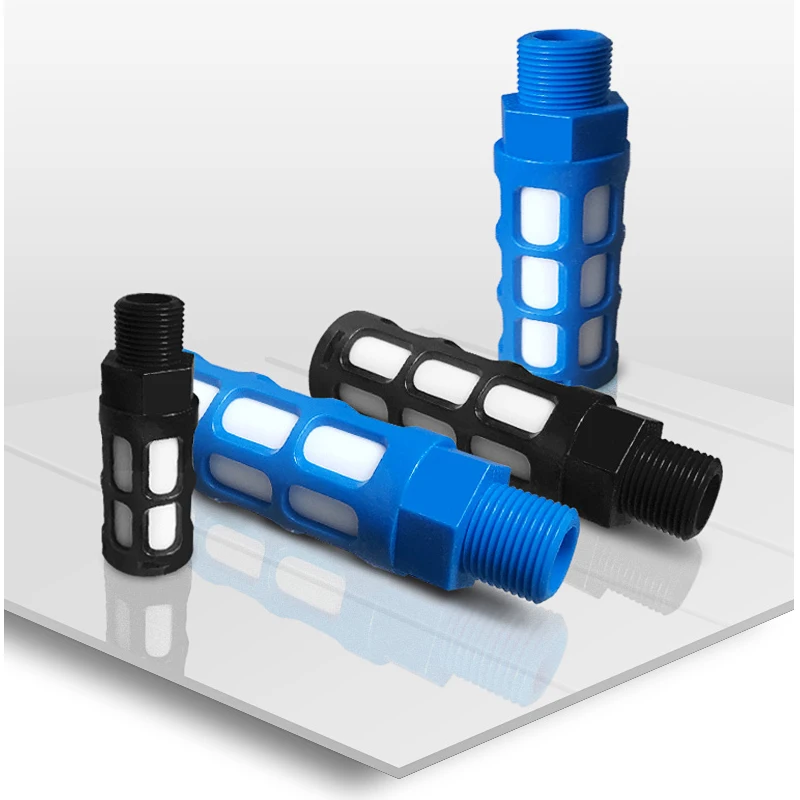 Pneumatic Components1/8 1/4 3/8 1/2 3/4 BSP Male Thread Plastic silencer Pneumatic Black blue Air Quick Exhaust Muffler