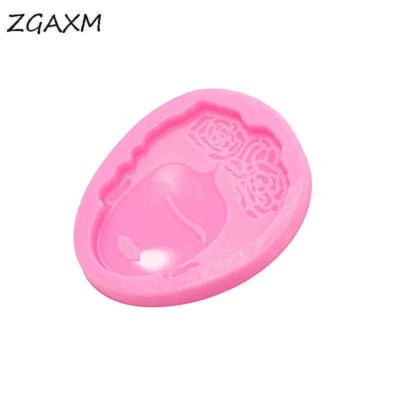 LM 715 Shiny Earring rose head silicone mold Food Grade Baking silicone Mould casting epoxy art supplies keychain clay Mould