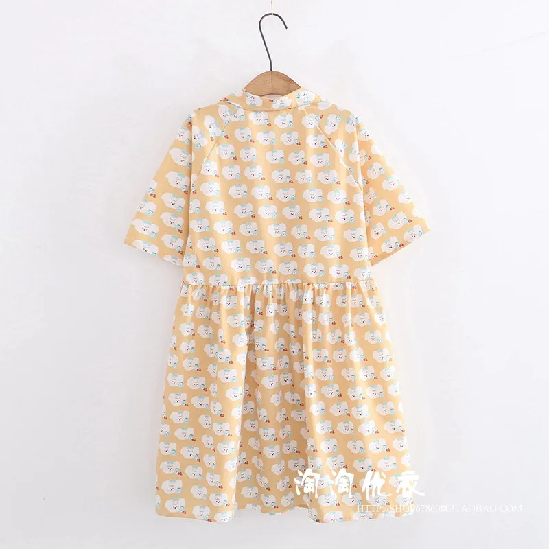 Nette schafe Japanischen weichen schwester druck kurzen ärmeln kleid weibliche mädchen student lose kleid sommer viktorianischen kleid kawaii mädchen