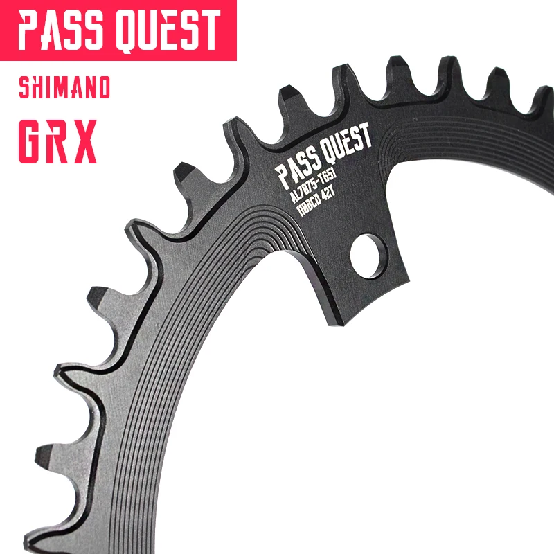 PASS QUEST-Gravel Chainring, Road Bike, Narrow, Wide, Round, Oval Chainwheel, 36-52T, GRX, BCD110, Four Claws