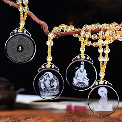 1pcs Colored Crystal Chain Buddha Glazed Drop Pendant Necklace Six-Character Mantra Pendant Necklace High Quality Decorations