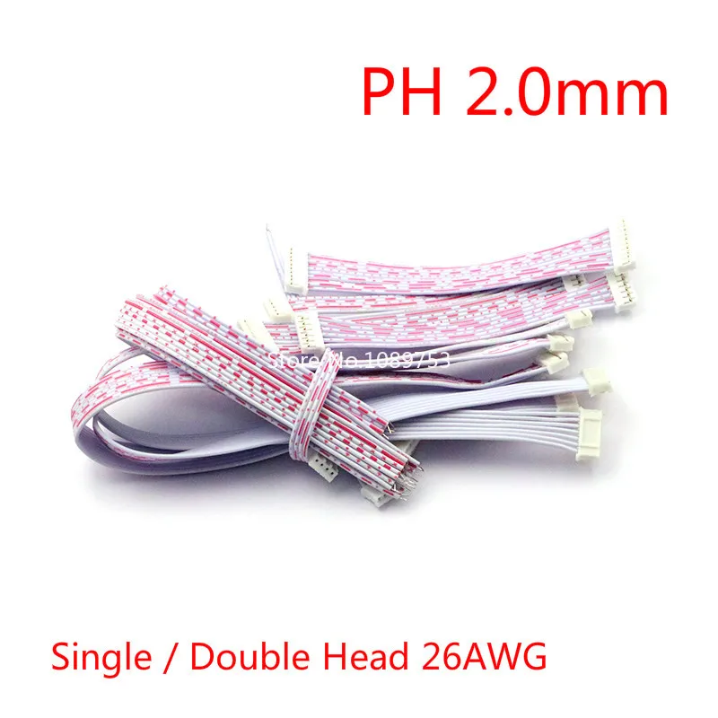 5PCS PH 2.0mm Pitch Connector Cable PH2.0 Plug Line Length 10/20/30CM 2P/3P/4P/5P/6P/7P/8P/9P/10P/12P Single / Double Head 26AWG