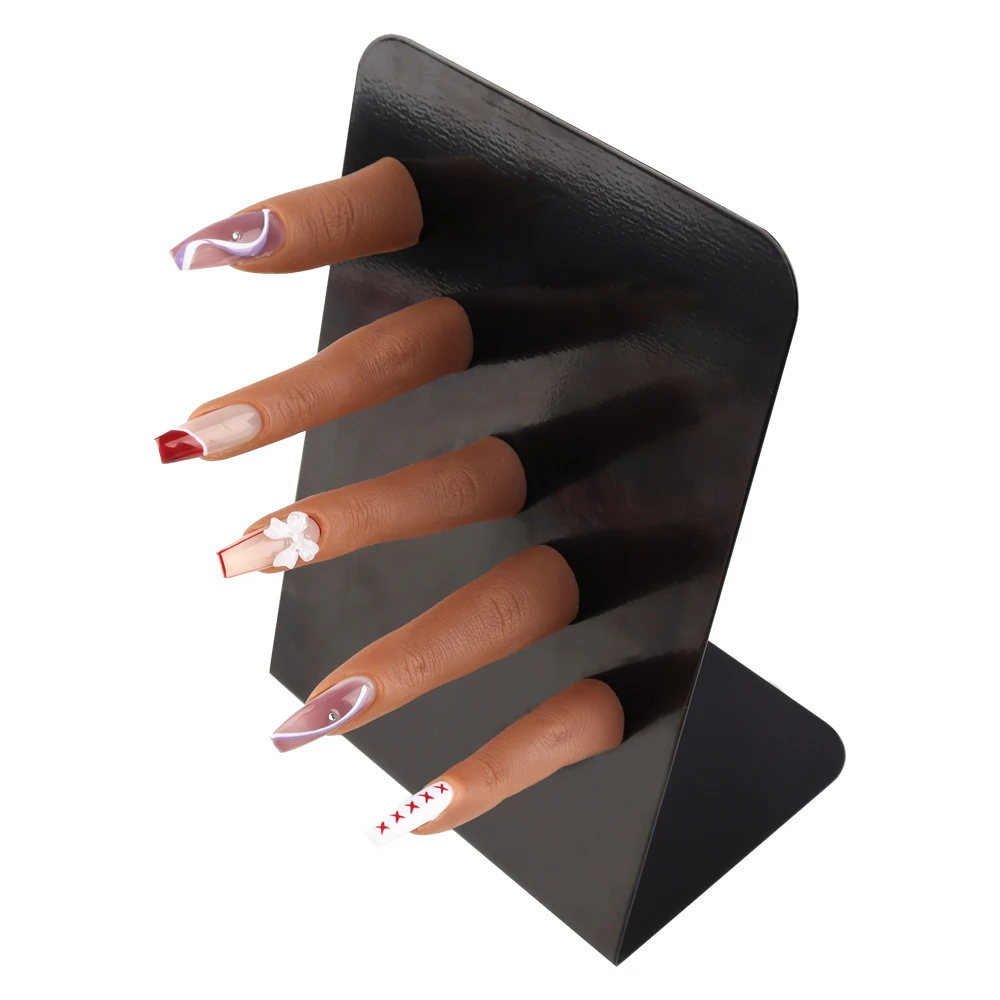 

Real Silicone Finger Model Adjustable Nail Practice Fingers with Magnetic Force A 5-finger Practice Nail Hand with a Console