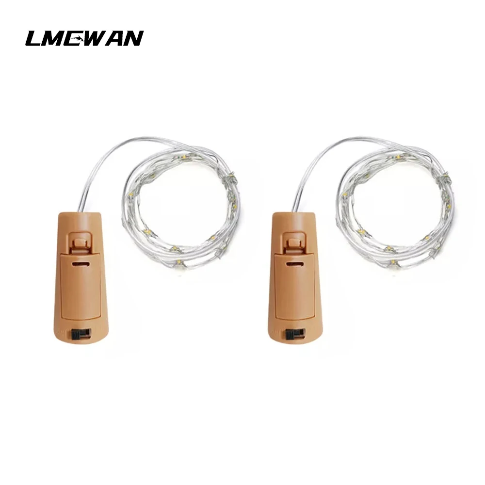 LED Cork Cork String Light LR44ปุ่มแบตเตอรี่ไฟ Fairy Christmas Party Garland กันน้ำไฟสีสัน