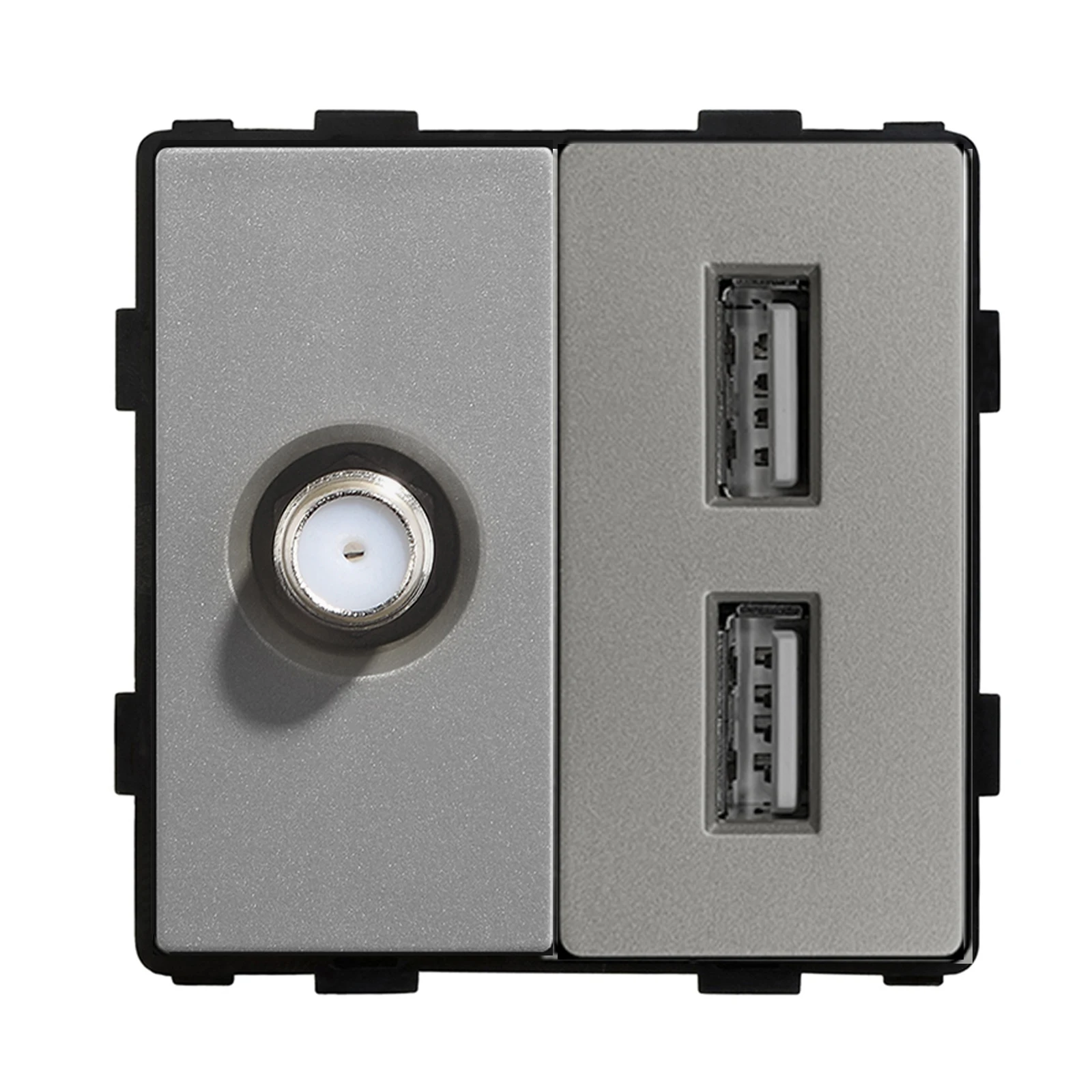 Bseed EU Standard DIY USB TV Satellite Computer Buchse Funktion Teile mit Kristall Glas Rahmen Grau Farbe Für Heimwerker
