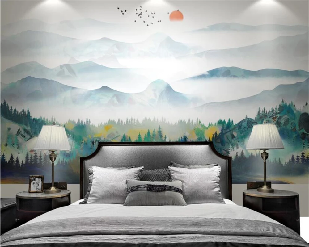 

Custom Wallpaper Nature dense fog forest ink landscape Wall Painting Large Custom Backdrop Wall murals 3d wallpaper