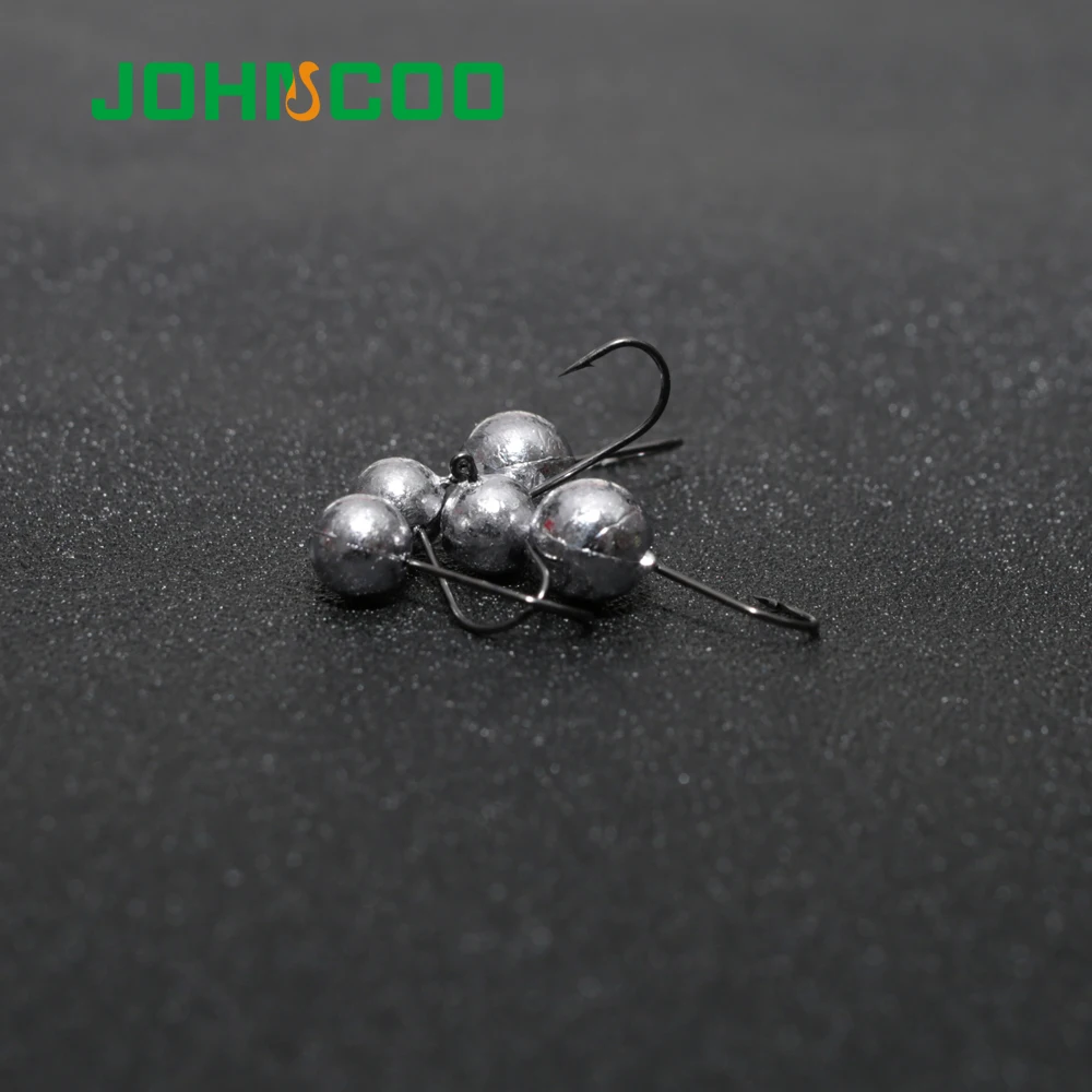 JOHNCOO 1g 1.5g 2g 3g 5g Metal Head Hook Soft Worm Fishing Hook 10pcs Jig Head Hook Barbed Single Fishhook