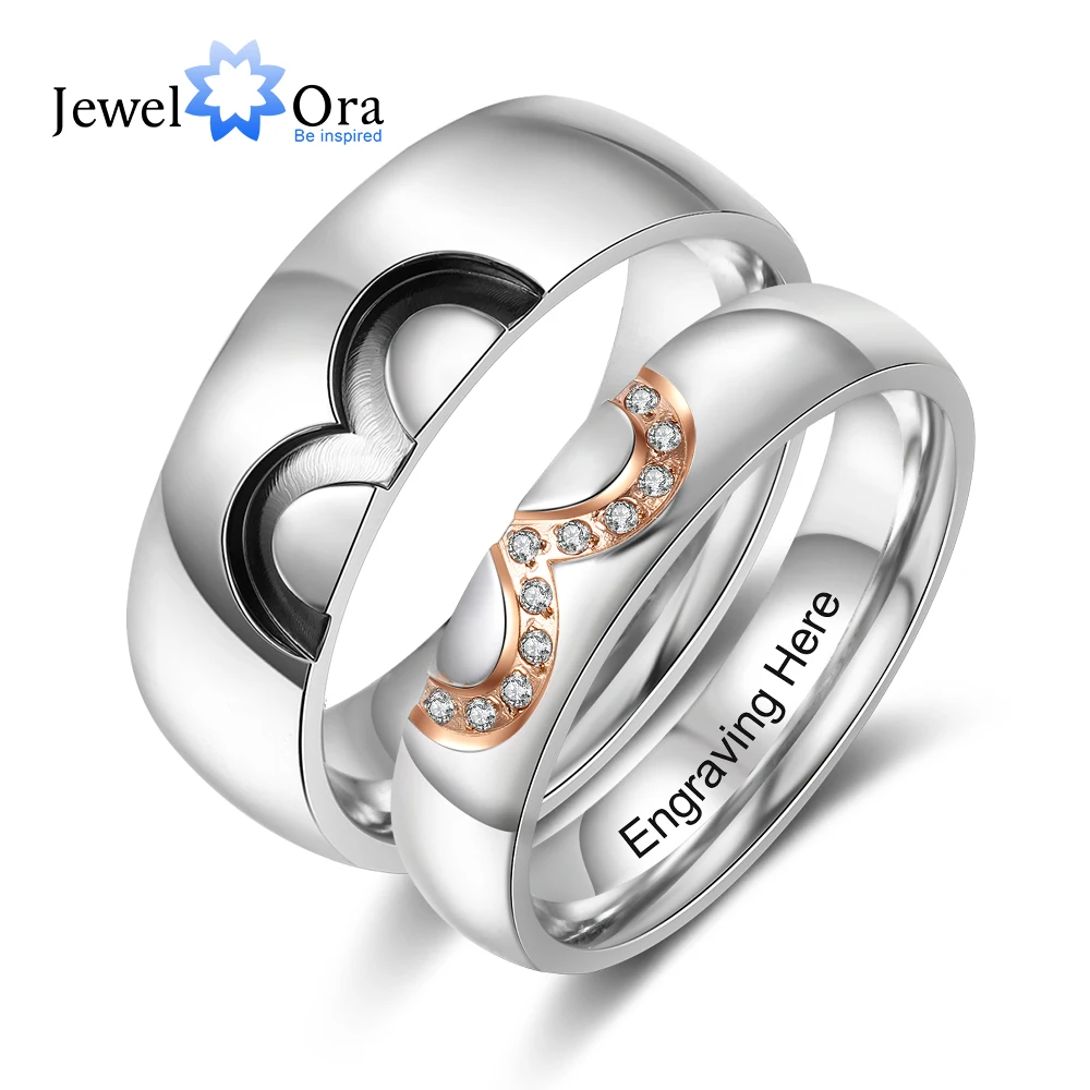 

Personalized Infinity Couple Rings with Engraving Names Stainless Steel Customized Engagement Rings for Women Men Valentine Gift