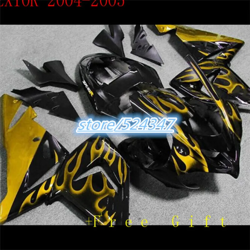 Toiletry kits Fairings kit FOR NINJA ZX10R 04-05 2004 2005 great yellow black ZX10R 04 05 ZX-10R 10 R 04-05 ABS fairing set