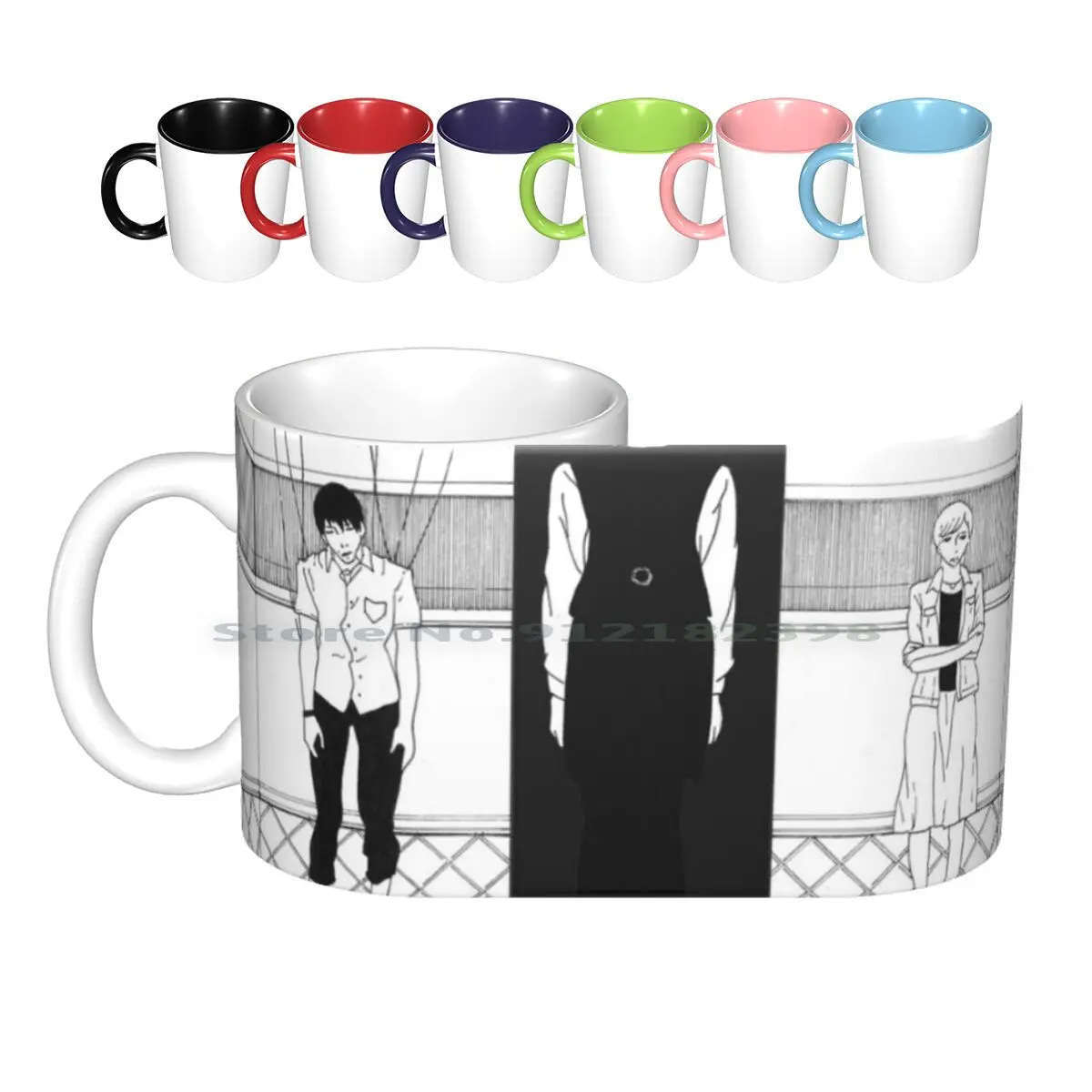 Death Parade Ceramic Mugs Coffee Cups Milk Tea Mug Deat Parade Death For The Anime Sketch Sleeve Sketching He Drew Black White