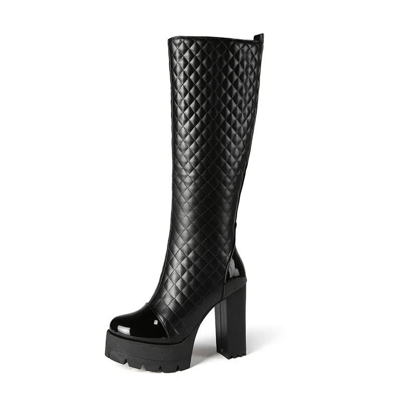 MORAZORA 2022 Big size 34-43 winter knee high boots sexy extreme high heels platform ladies shoes women boots black white