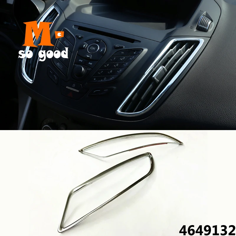 ABS Chrome Car-Styling Accessories-Car Middle Air Outlet Decoration Sticker Cover Trim For Ford C-MAX 2013/14/15/16/17