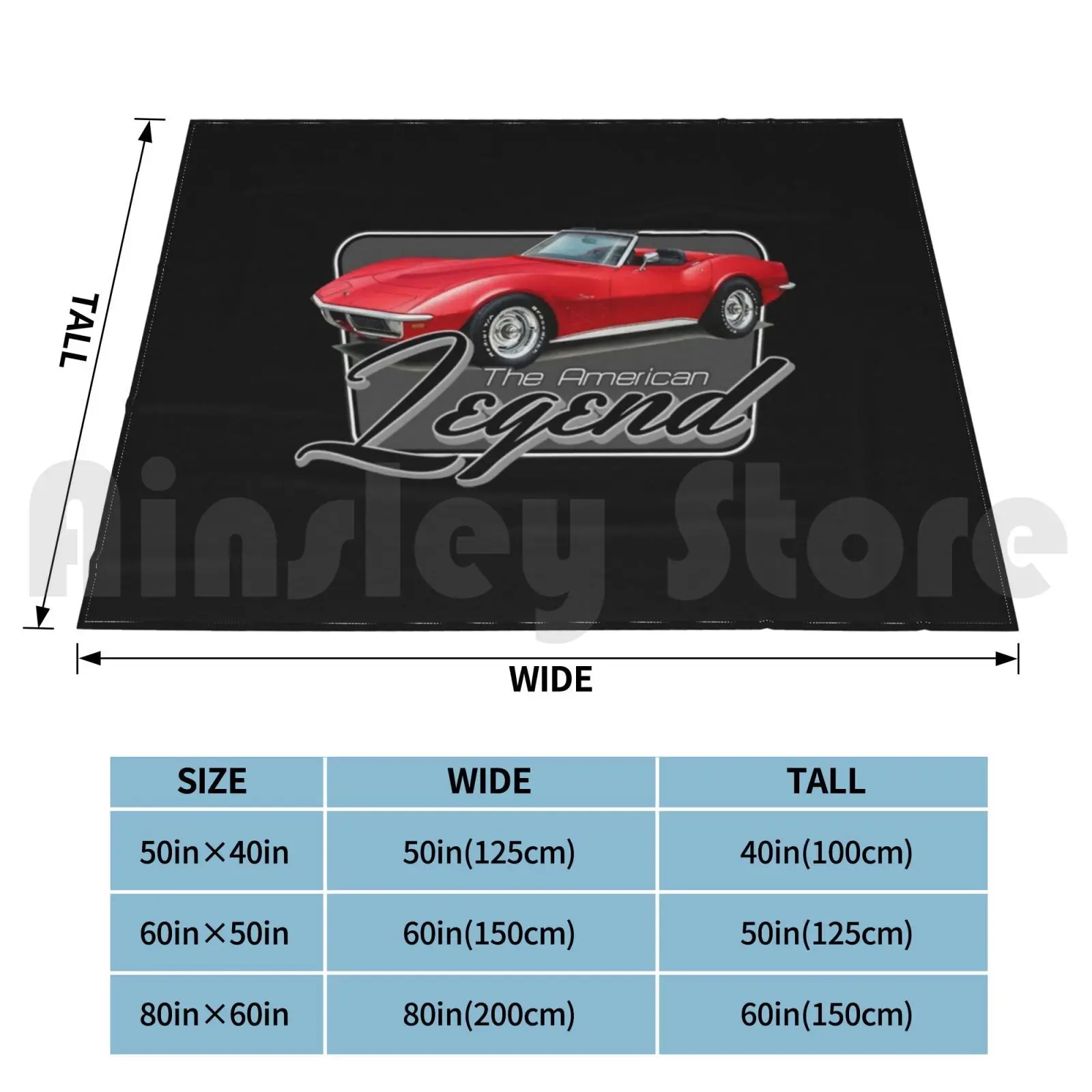 American Legend Stingray Red Blanket For Sofa Bed Travel American Legend Stingray Corvette Red Classic Muscle