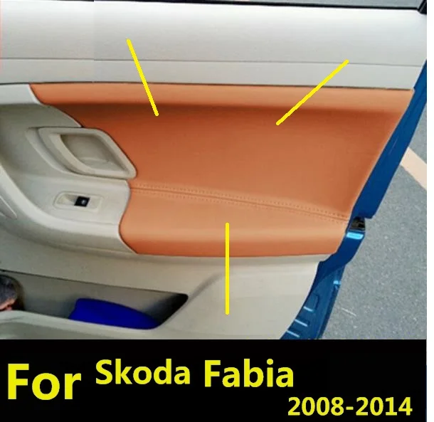 4PCS Microfiber Leather Door Panels Armrest Protective Cover For Skoda Fabia 2008 2009 2010 2011 2012 2013 2014 car interior